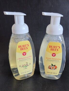 Lot of 2 Burt's Bees Foaming Hand Soap Wild Honeysuckle & Sweet Clementine NEW